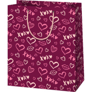 Borsa regalo di medie dimensioni a fantasia di cuori 18x23x10 cm