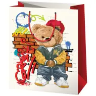 Borsa regalo di medie dimensioni con orso con cappello 18x10x23cm