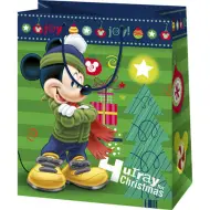 Borsa regalo esclusiva di grandi dimensioni con motivo di Topolino natalizio 26x14x33cm
