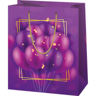 Borsa regalo esclusiva di medie dimensioni con motivo di palloncini lilla 18x23x10 cm
