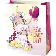 Borsa regalo grande con motivo di giraffa 27x14x33cm