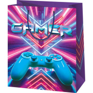 Borsa regalo grande ed esclusiva con stampa gamer 26 x 13 x 33 cm