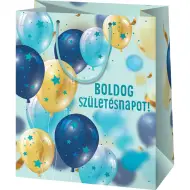 Borsa regalo media con palloncini "Buon Compleanno" 18x10x23cm