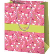 Borsa regalo rosa di media misura con la scritta "Con amore" 18x23x10 cm