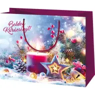 Buon Natale! Borsa regalo esclusiva di grandi dimensioni con scritta 27x14x33cm