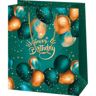 Buon compleanno borsa regalo verde esclusiva di medie dimensioni 18 x 23 x 10 cm
