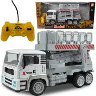 Camion con cestello elevatore in metallo con telecomando RC, effetti luminosi, 27MHz, scala 1/12, 32cm.