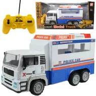 Camion della polizia con cabina in metallo telecomandato RC con effetti luminosi 27MHz scala 1/12 32cm