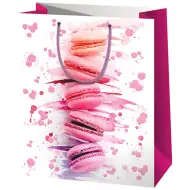 Cardex: Sacchetto regalo esclusivo di medie dimensioni rosa con macaron, 18x23x10 cm
