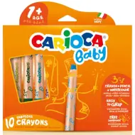 Carioca: set di 10 pastelli a cera 3 in 1 per bambini