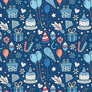 Carta da regalo blu con fantasia a tema regali 100x70 cm