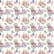 Carta da regalo rosa con motivo di biciclette 100x70 cm