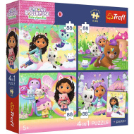 Casa delle bambole di Gabi 4 x 88 pezzi Premium Plus puzzle per bambini con poster - Trefl