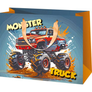 Esclusiva borsa regalo grande a tema Monster Truck 26 x 13 x 33 cm