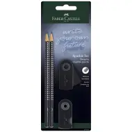 Faber-Castell: Set di 4 matite in grafite nere GRIP Sparkle con gomma e temperino