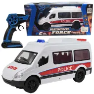 Furgone della polizia bianco telecomandato RC con effetti luminosi 2,4GHz scala 1/12 30cm