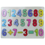 Gioco di forme ad incastro numerico in legno colorato 30x23cm