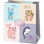 Grande borsa regalo con animali allegri 26x13x33 cm