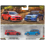 Hot Wheels: Deluxe 2005 Mitsubishi Lancer Evolution IX Wagon e 2004 Subaru Forester STI - set da 2 modellini in scala 1/64 - Mattel