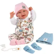 Llorens: 2 in 1 Tala e Talo bambola neonato da 44 cm con suono, accessori rosa e blu