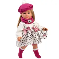 Llorens: Bambola Carla da 40 cm con cappello rosa e borsetta alla moda