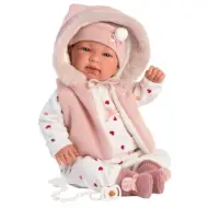 Llorens: Bambola piangente Tina di 44 cm con gilet rosa con cappuccio