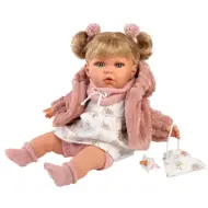Llorens: Julia bambola piangente di 42 cm con ciuccio e cappotto rosa