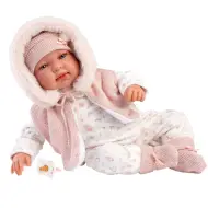 Llorens: Tina, neonato di 44 cm con gilet rosa con cappuccio