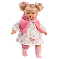 Llorens: bambola Roberta da 33 cm con ciuccio e gilet rosa