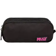 Luna: Astuccio cilindrico Must Team Monochrome nero-rosa con 2 tasche