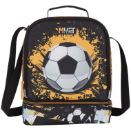 Luna: Must Team Borsa termica per la merenda a due scomparti con stampa di palloni da calcio 22x16x28 cm