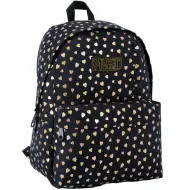 Luna: Zaino nero-oro con cuoricini, 1 scomparto, 32x17x42 cm