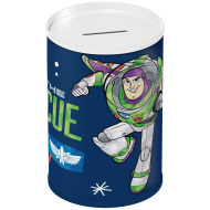 Luna: salvadanaio cilindrico in metallo con stampa Toy Story 10x15 cm