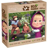 Masha e Orso al lago 2 in 1 puzzle maxi Eco da 24 pezzi e libro da colorare 70x50cm - Lisciani