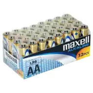 Maxell: Pile alcaline stilo 1.5V AA LR6 confezione da 32 pezzi in pellicola