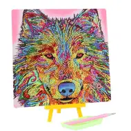 Mosaico con diamanti: Set di pittura con diamanti Lupo 20x20 cm