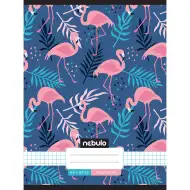 Nebulo: Quaderno quadrettato cucito con motivo di fenicotteri, 87-32 A/4