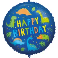 Palloncino in mylar per compleanno - con scritta "Happy Birthday", motivo dinosauro, 46 cm