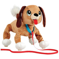 Peppy Pups: cane di peluche marrone con guinzaglio 28 cm