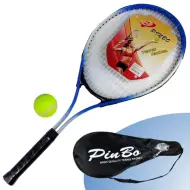 PinBo racchetta da tennis in metallo da 63 cm con pallina da tennis in borsa