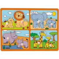 Puzzle a forma di albero con animali selvatici e cuccioli con manopola - Woodyland