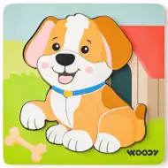 Puzzle per bambini in legno con cani, 5 pezzi - Woodyland