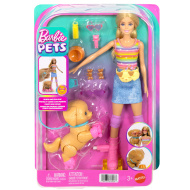 Set Barbie passeggiatrice di cani con pattini a rotelle - Bambola bionda - Mattel