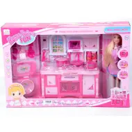 Set da cucina giocattolo con bambola