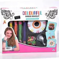 Set fai-da-te per creare braccialetti con fili colorati e perline