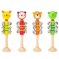 Sonaglio in legno con manico e testa di animale in diverse varianti 1 pezzo - Woodyland