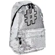 Spirit: Hashtag Silver zaino scolastico con paillettes, zaino color argento 41x32x21cm