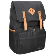 Spirit: Zaino nero con motivo e cinghie color cuoio 47x33x17cm