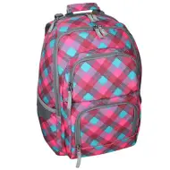 Spirit: Zaino scolastico arrotondato a quadri rosa e turchese, 46x34x22cm