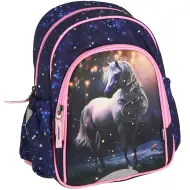 Spirit: Zaino scolastico arrotondato con fantasia cavallo bianco, 24x13x31cm.